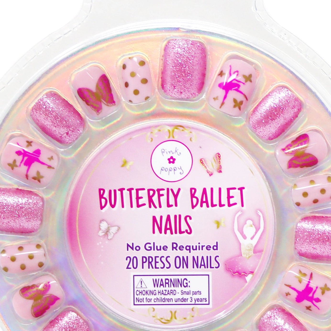 Pink Poppy - Butterfly Ballet Press On Nails