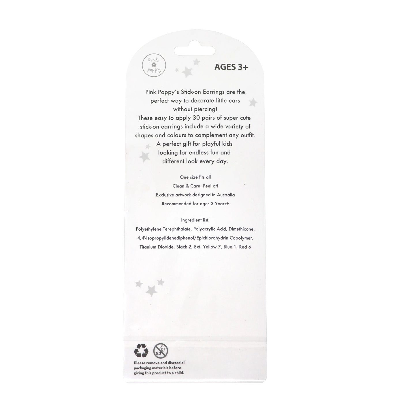 Pink Poppy - 30 Pairs Ballerina Stick On Earrings | Pack of 12