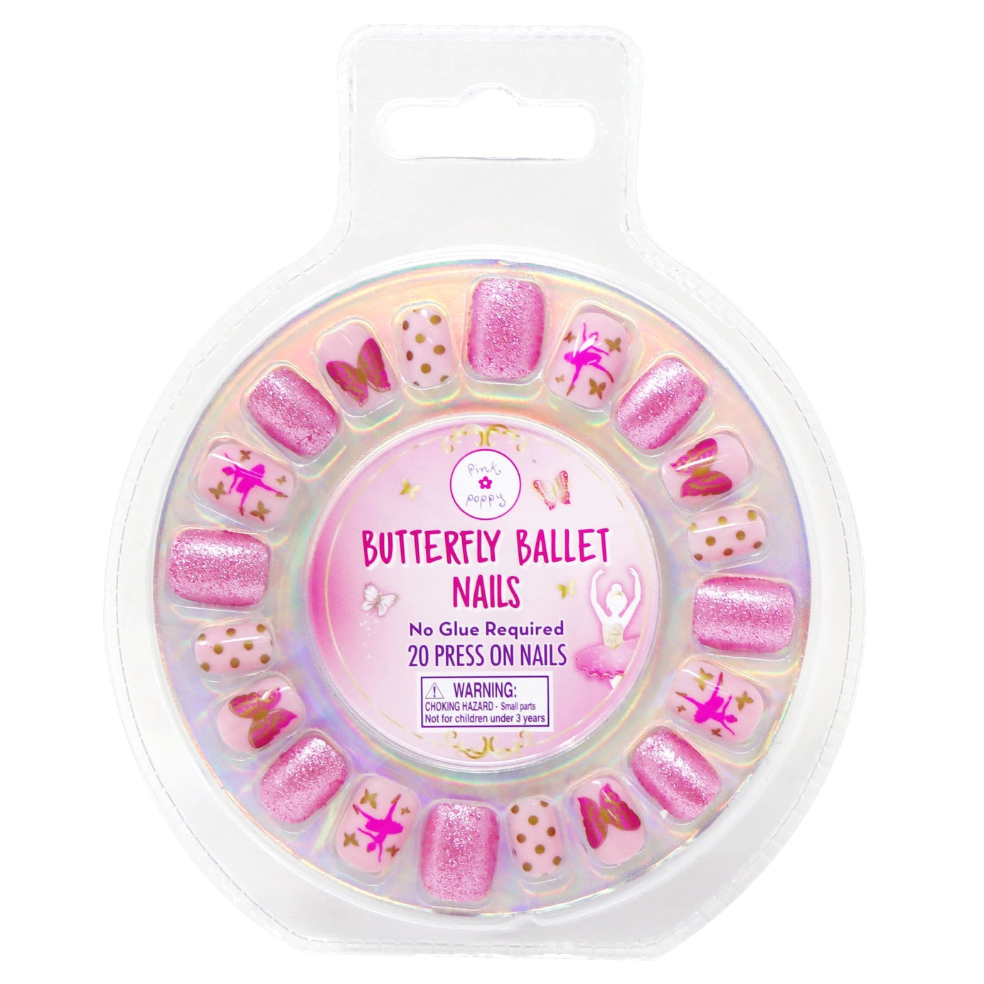 Pink Poppy - Butterfly Ballet Press On Nails