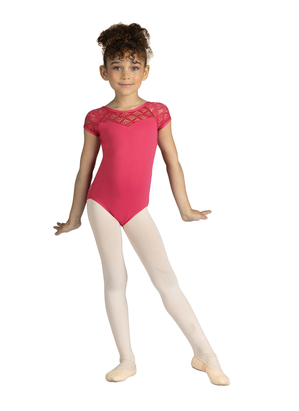 DANZNMOTION - Child Nicolette Cap Sleeve Heart Lace Leotard 23107C