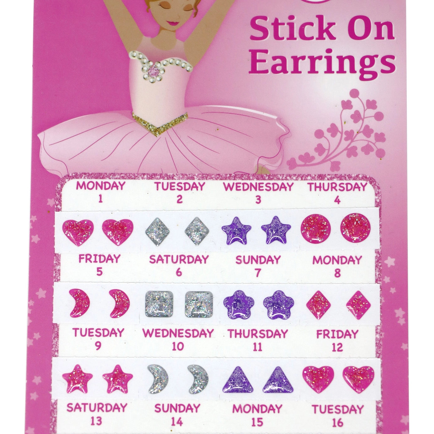Pink Poppy - 30 Pairs Ballerina Stick On Earrings | Pack of 12