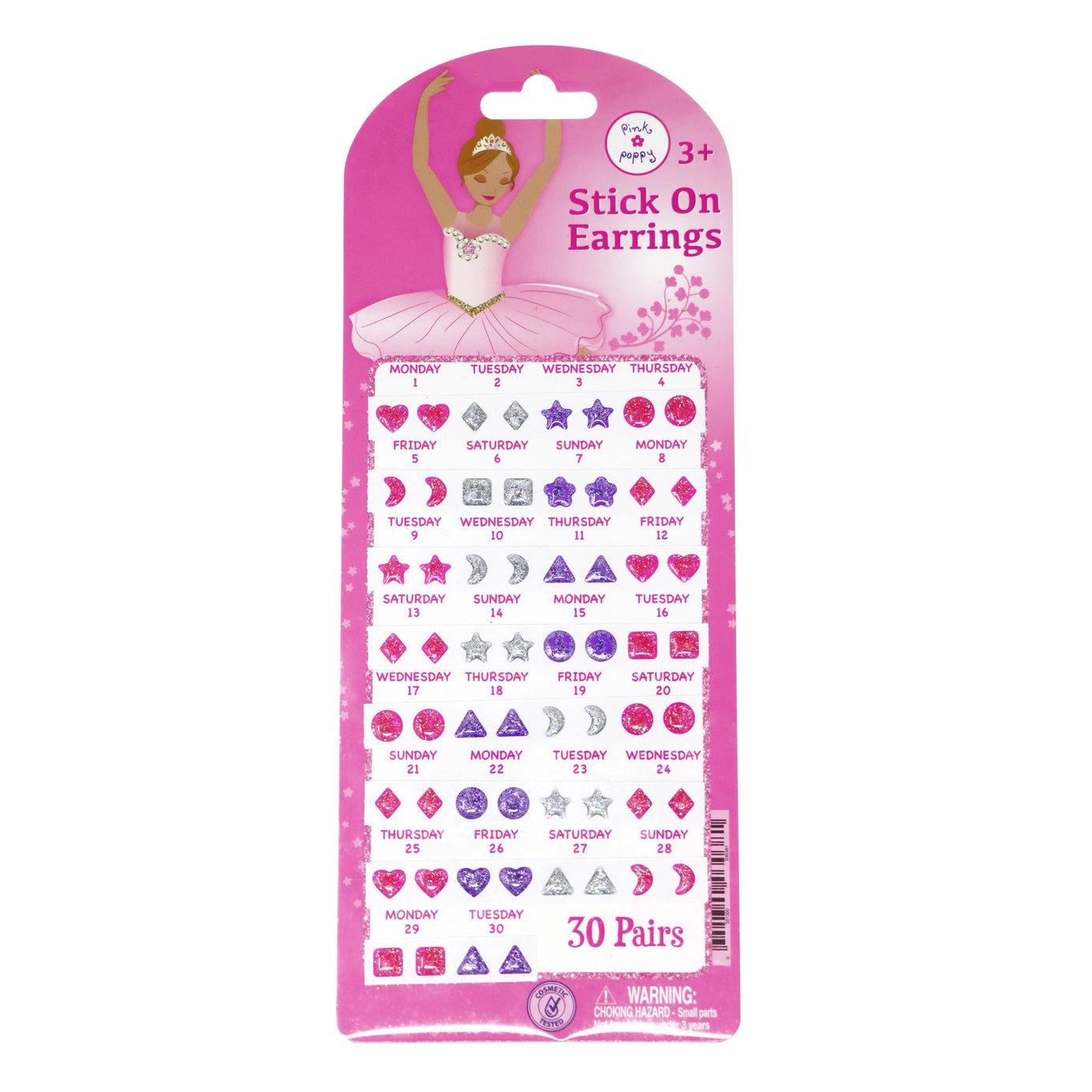 Pink Poppy - 30 Pairs Ballerina Stick On Earrings | Pack of 12
