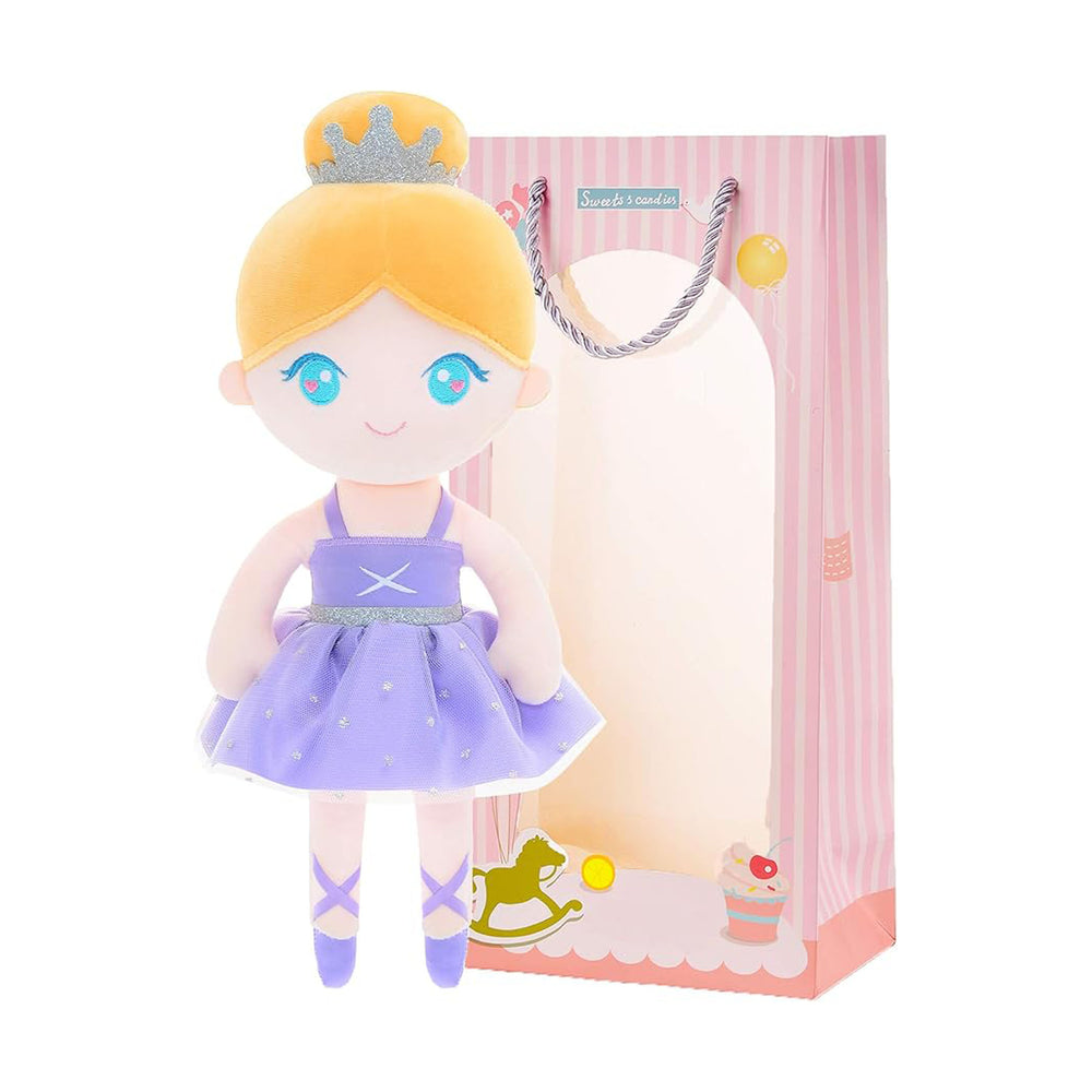 Gloveleya - Baby Doll Girl Gift Ballerina Plush Soft Doll Light Purple 13 Inch with Gift Box